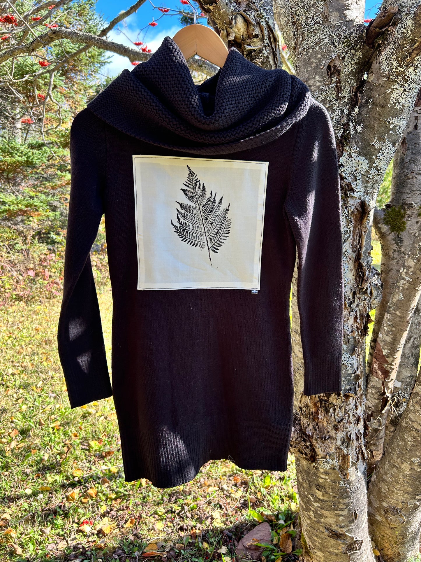 Tunique tricot noir « fougère » x-small