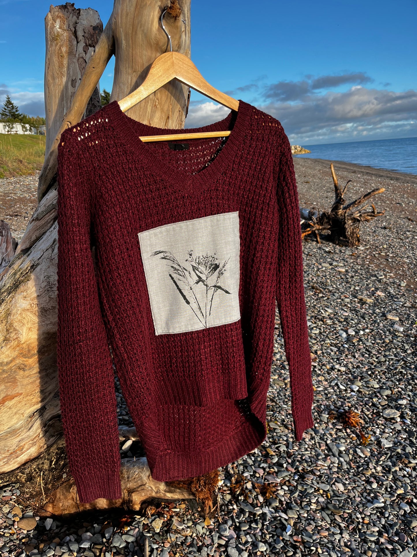 Tricot bourgogne « bouquet » Médium