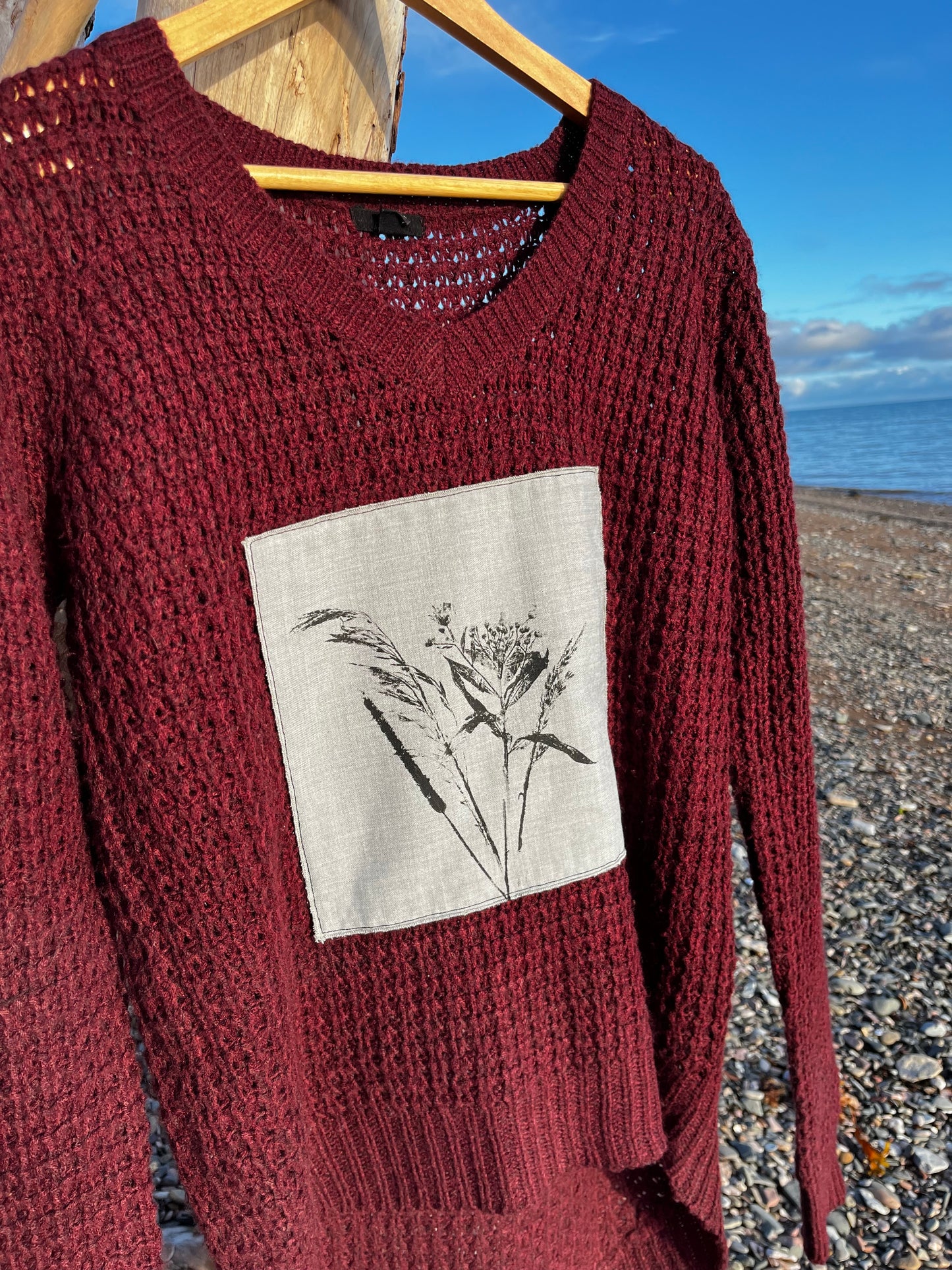 Tricot bourgogne « bouquet » Médium