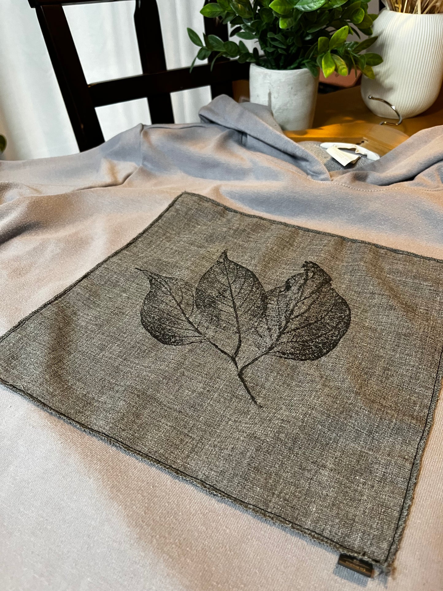 Coton ouaté lila « feuilles » Médium (maternité)