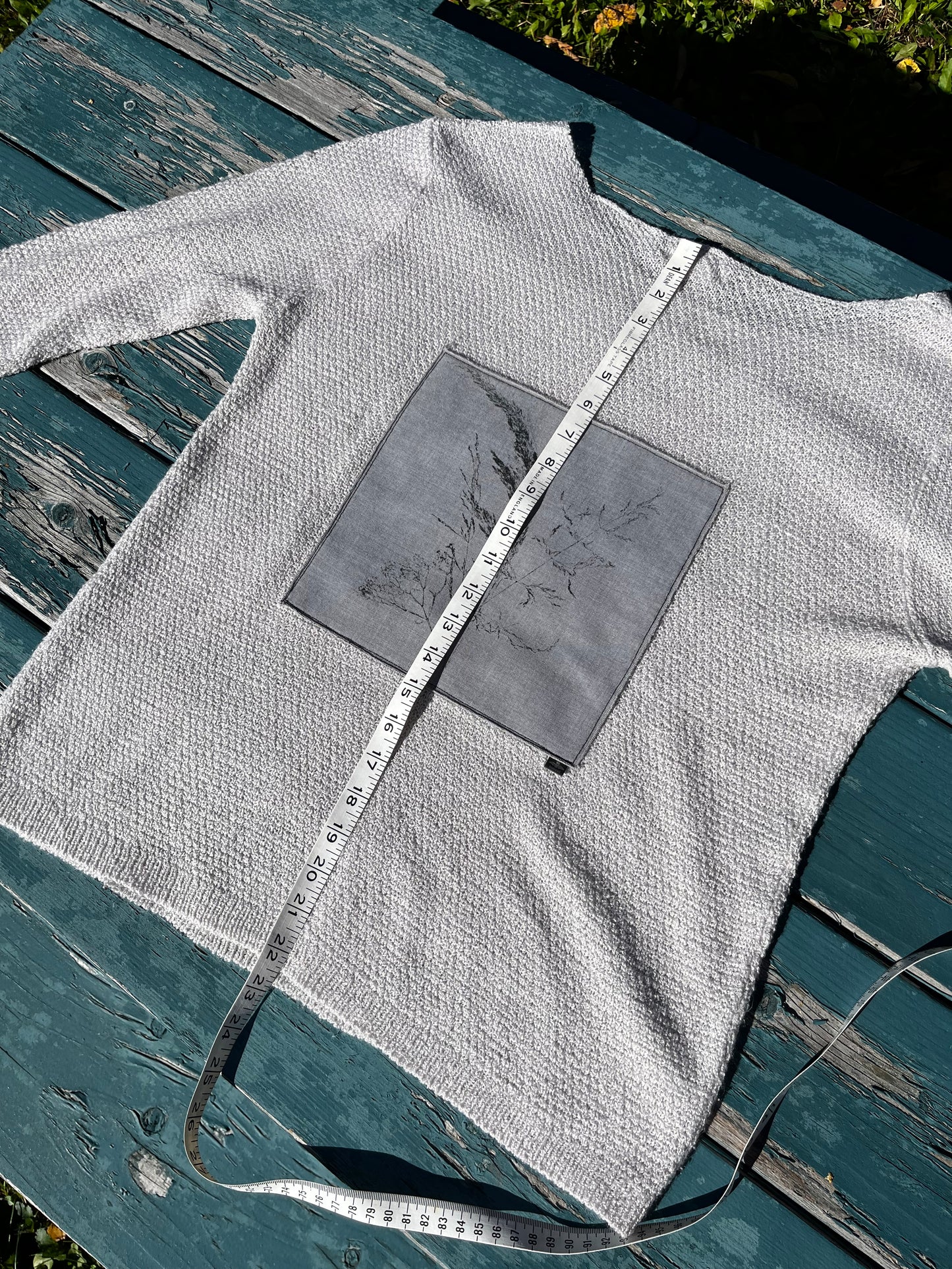 Tricot gris « bouquet» large