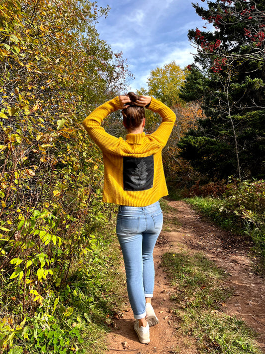 Tricot jaune « Fougère » Médium