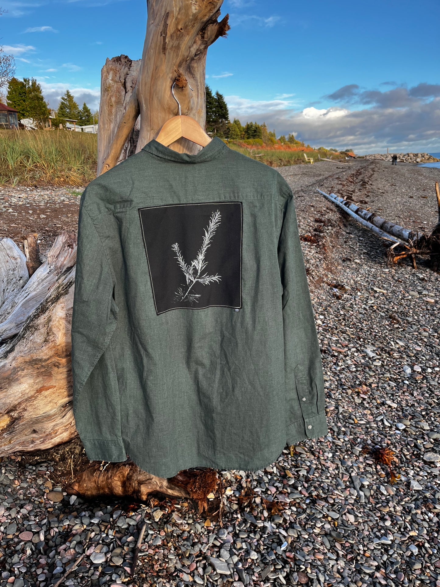 Chemise verte  « mélèze » Large (unisexe)