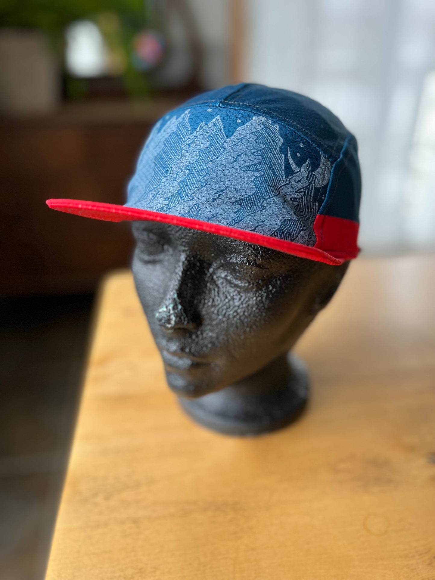 Kasquette Sport - Montagnes bleu et rouge