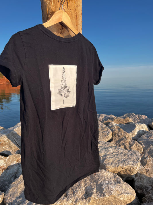 Tunique noire « Spiné d’été rose » médium