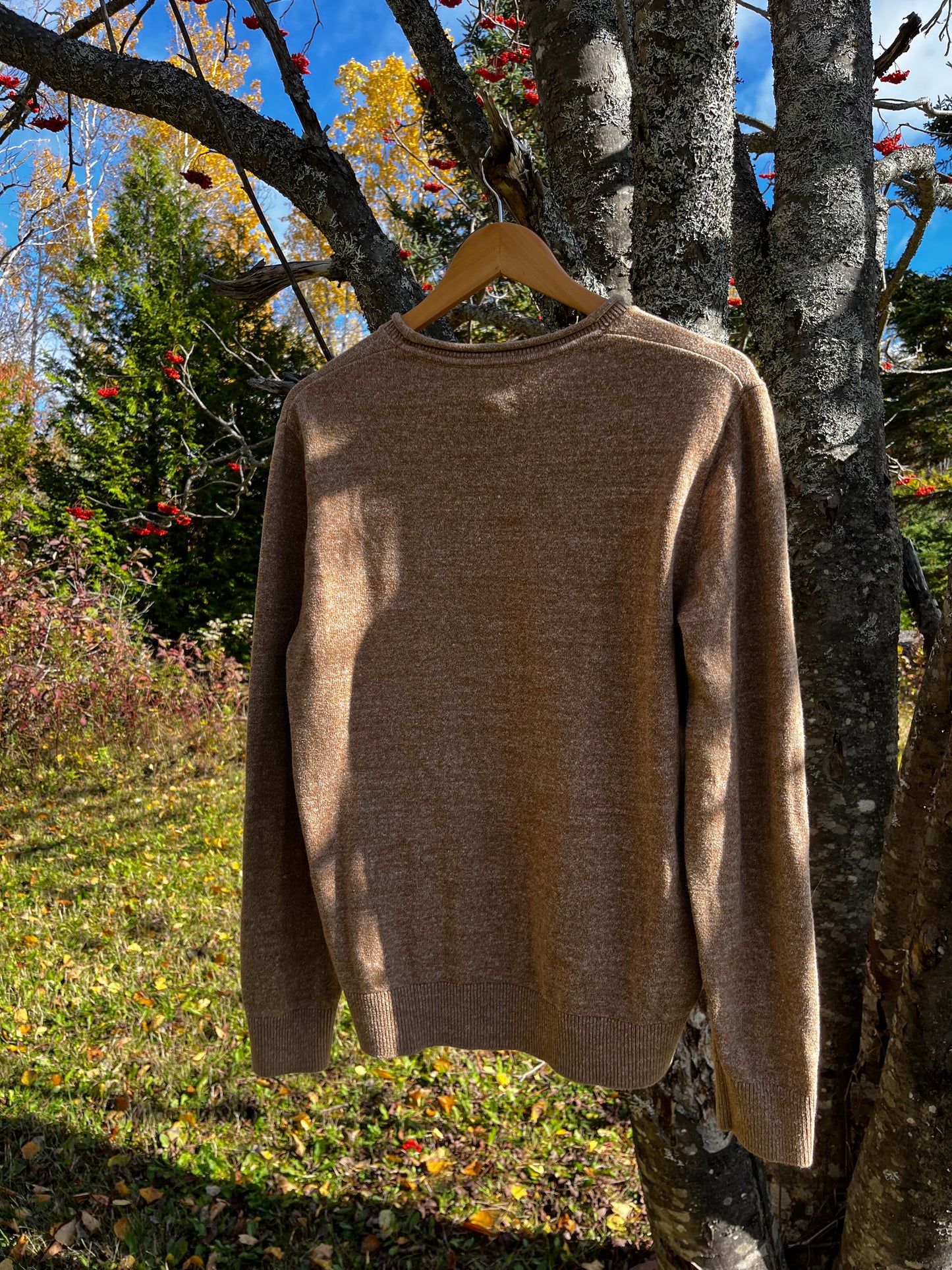 Tricot brun « feuilles» Médium