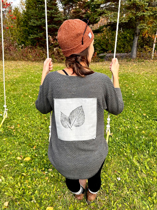 Tricot gris « bouquet» Small