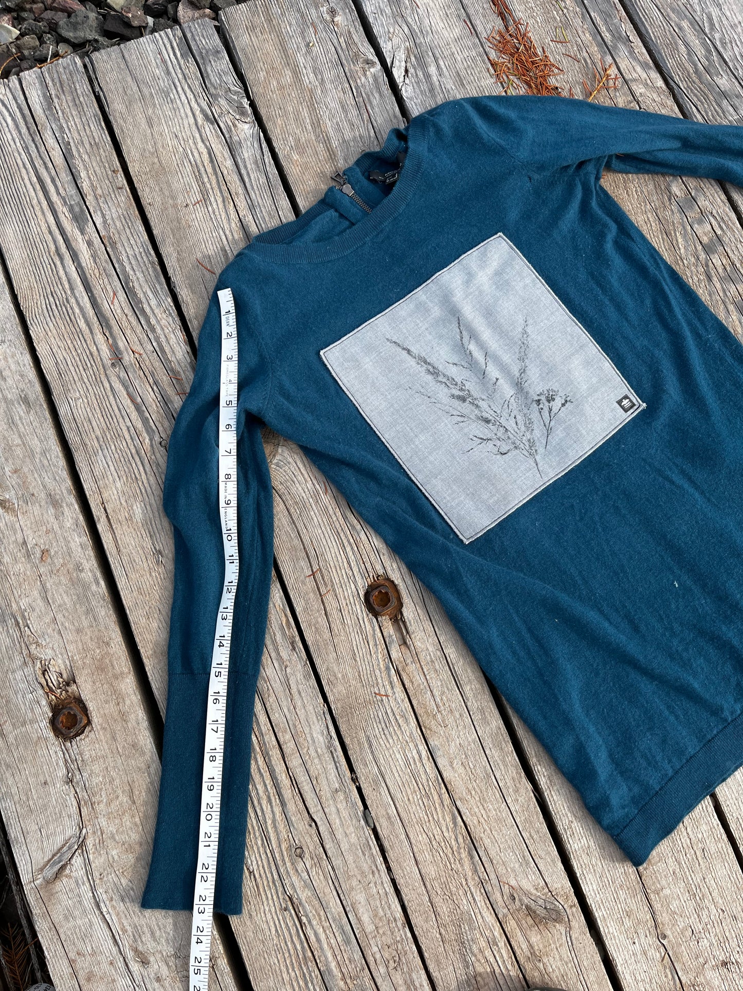 Tunique bleue « bouquet » Small