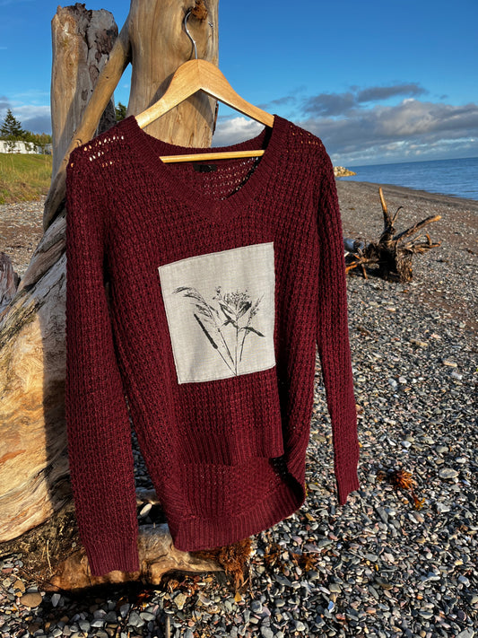 Tricot bourgogne « bouquet » Médium