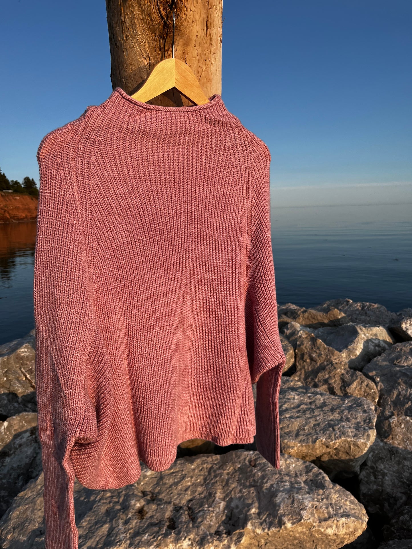 Tricot rose « fougère » x-large