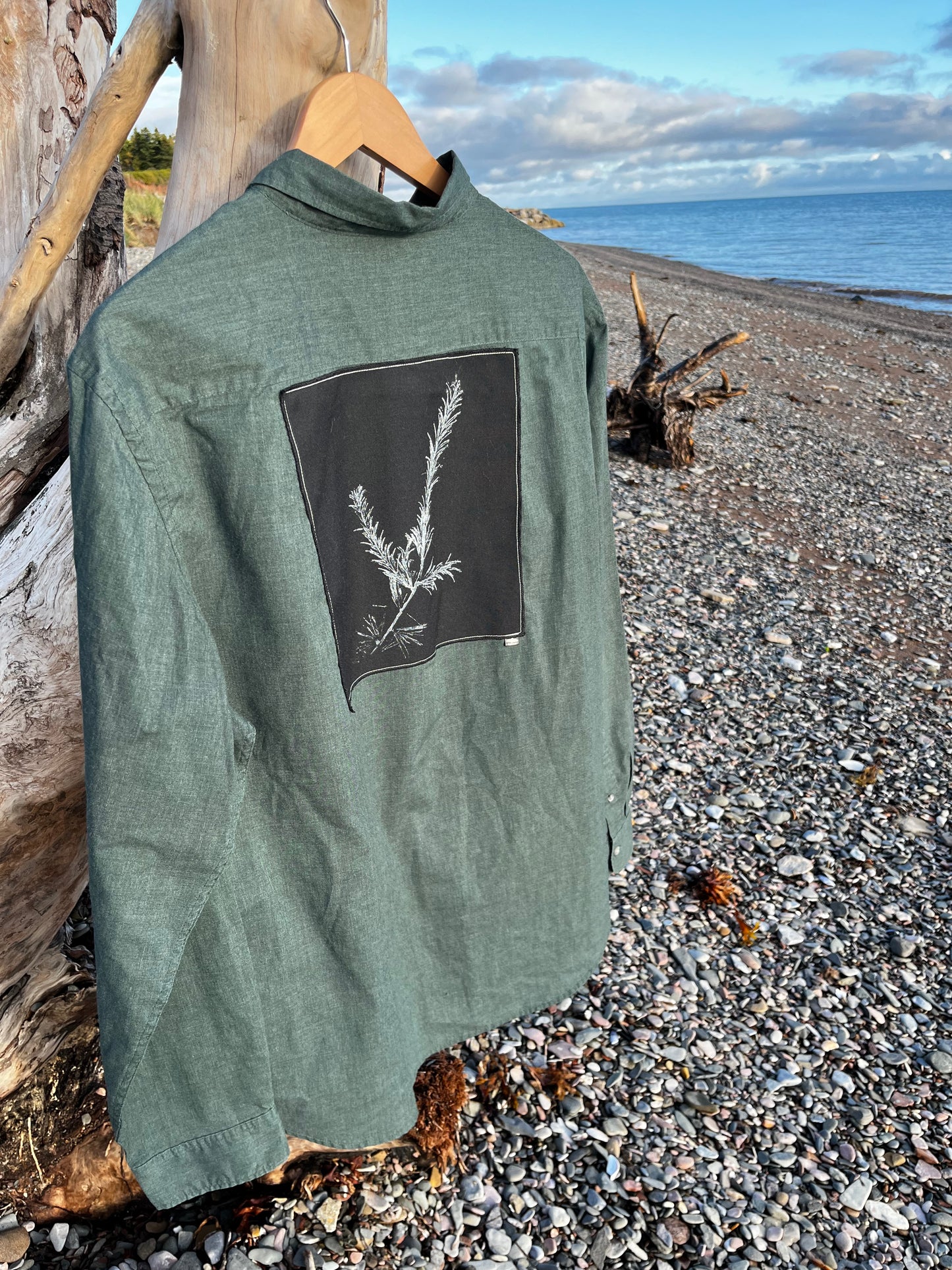 Chemise verte  « mélèze » Large (unisexe)