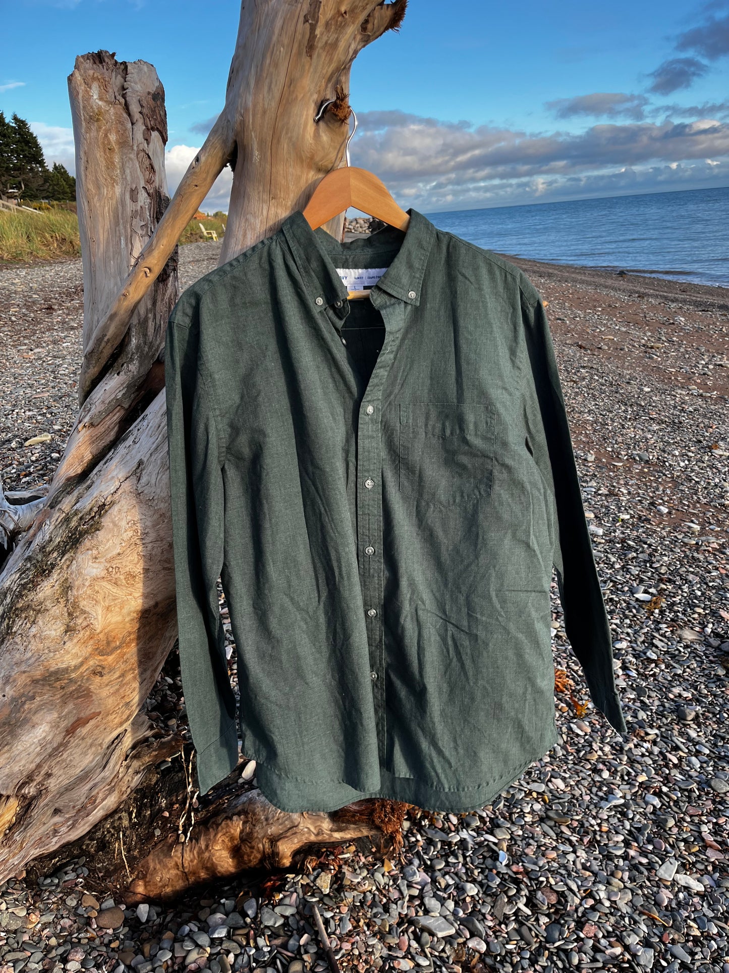 Chemise verte  « mélèze » Large (unisexe)