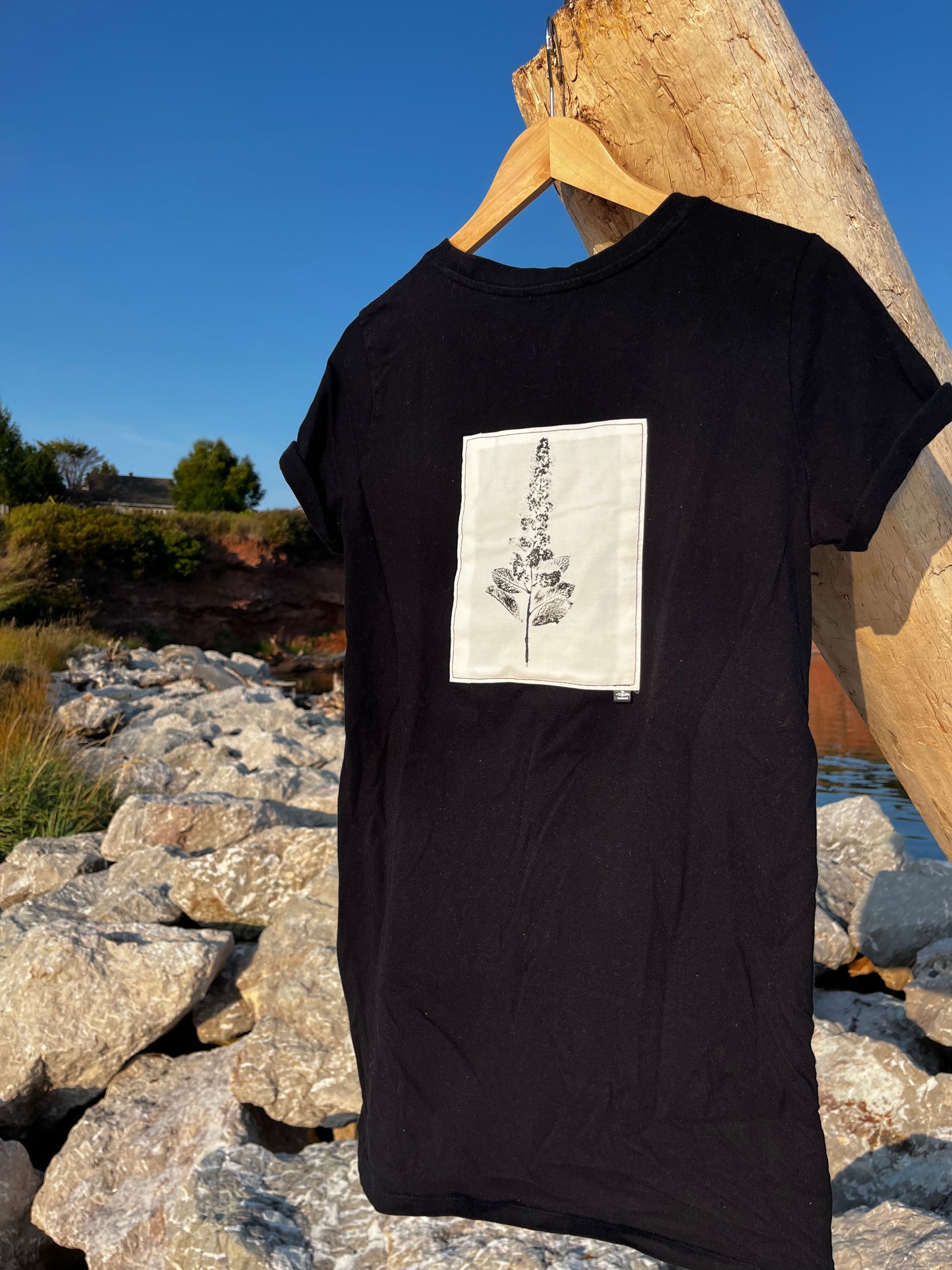 Tunique noire « Spiné d’été rose » médium