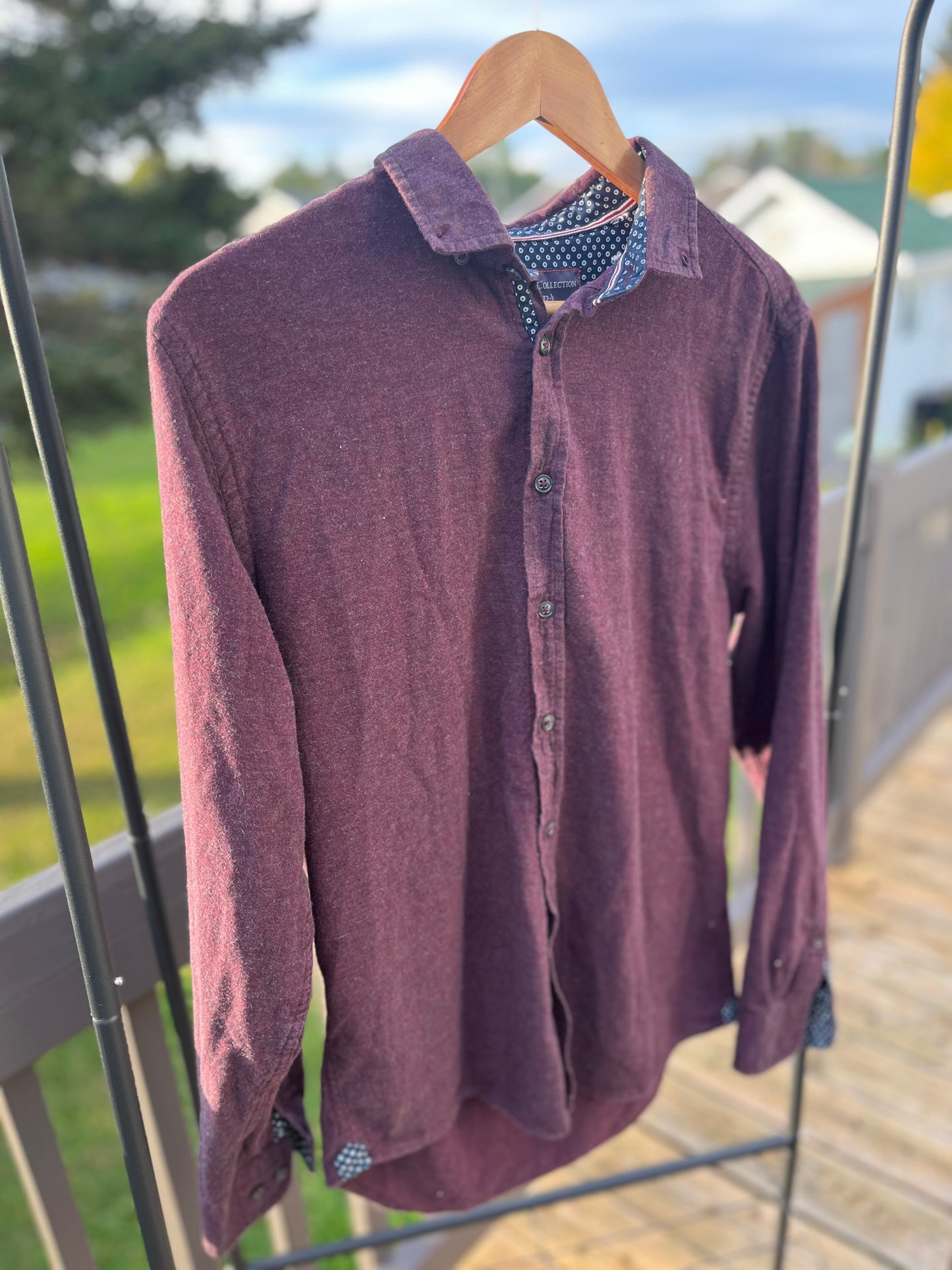 Chemise aubergine « spiné d’été rose » médium unisexe