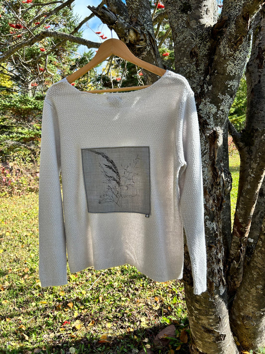 Tricot gris « bouquet» large
