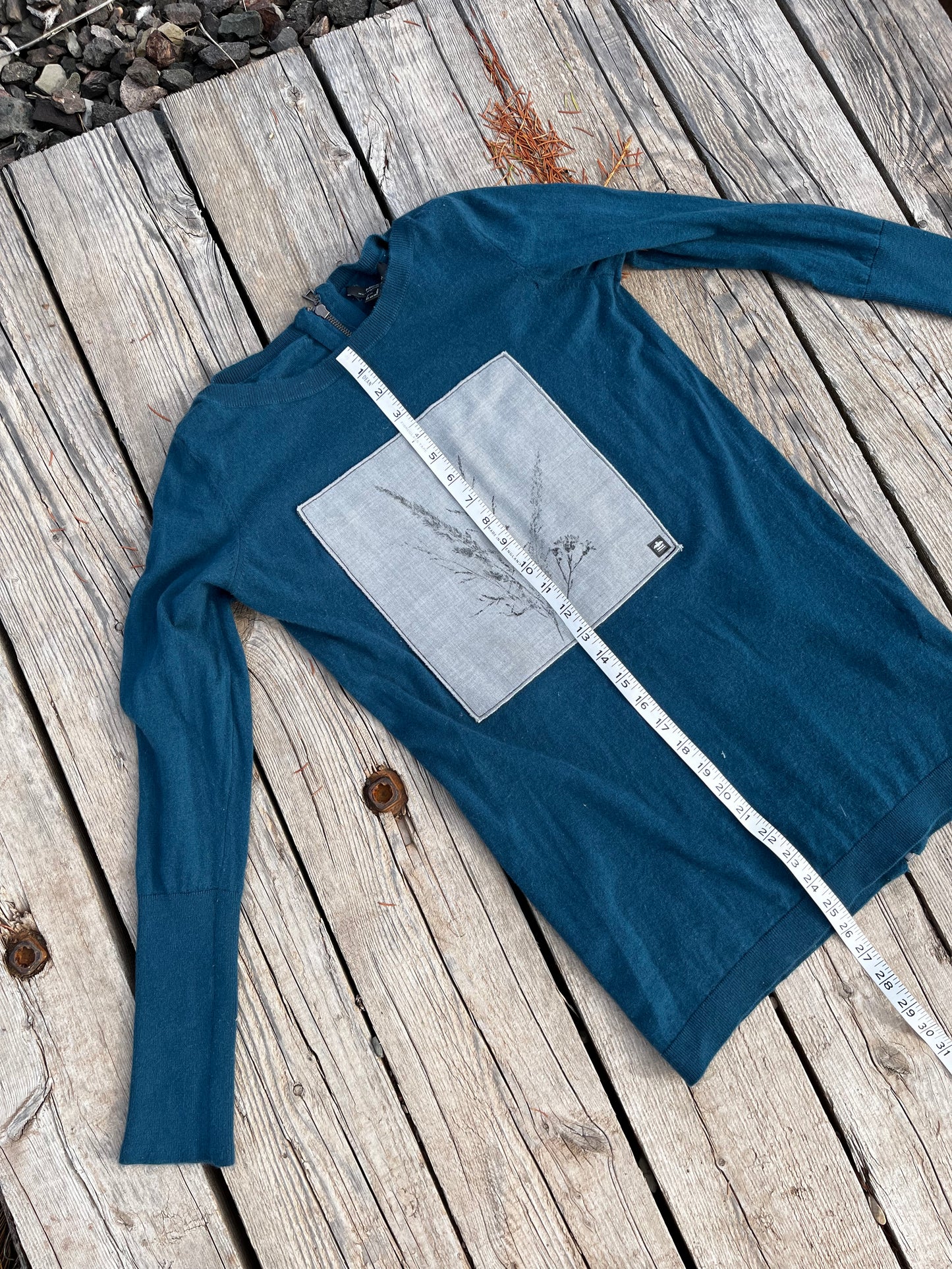 Tunique bleue « bouquet » Small