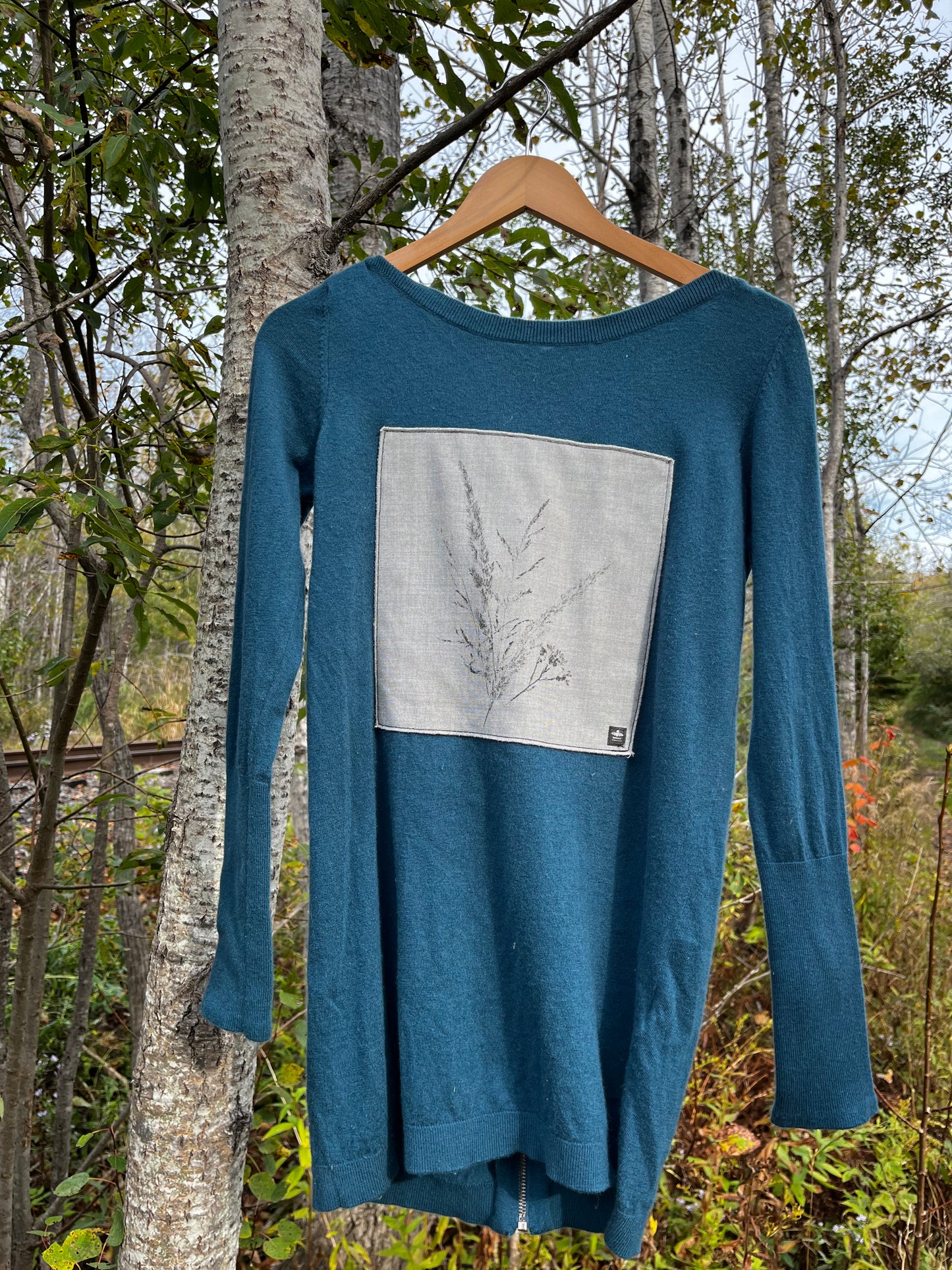 Tunique bleue « bouquet » Small