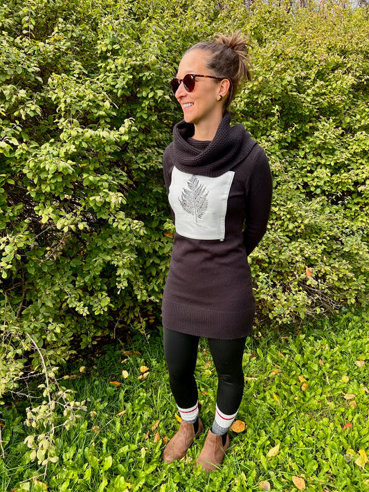Tunique tricot noir « fougère » x-small