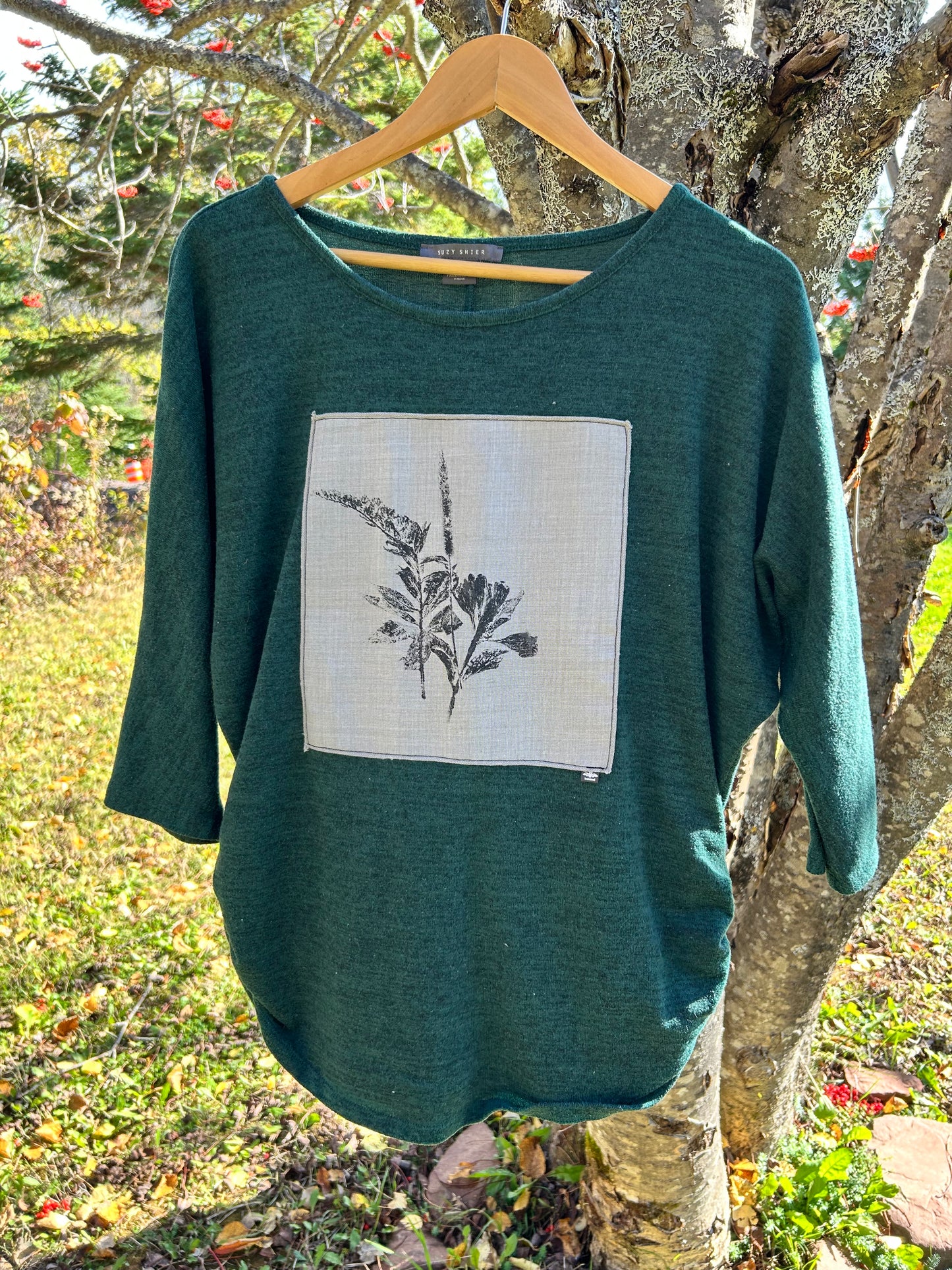 Tricot vert « bouquet » Médium