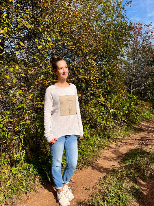 Tricot crème « bouquet » X-small coupe décontractée