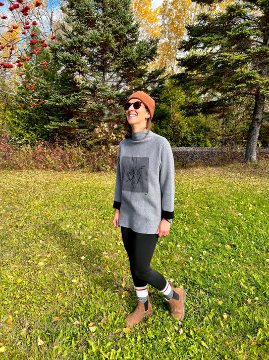 Tricot gris « bouquet » Médium