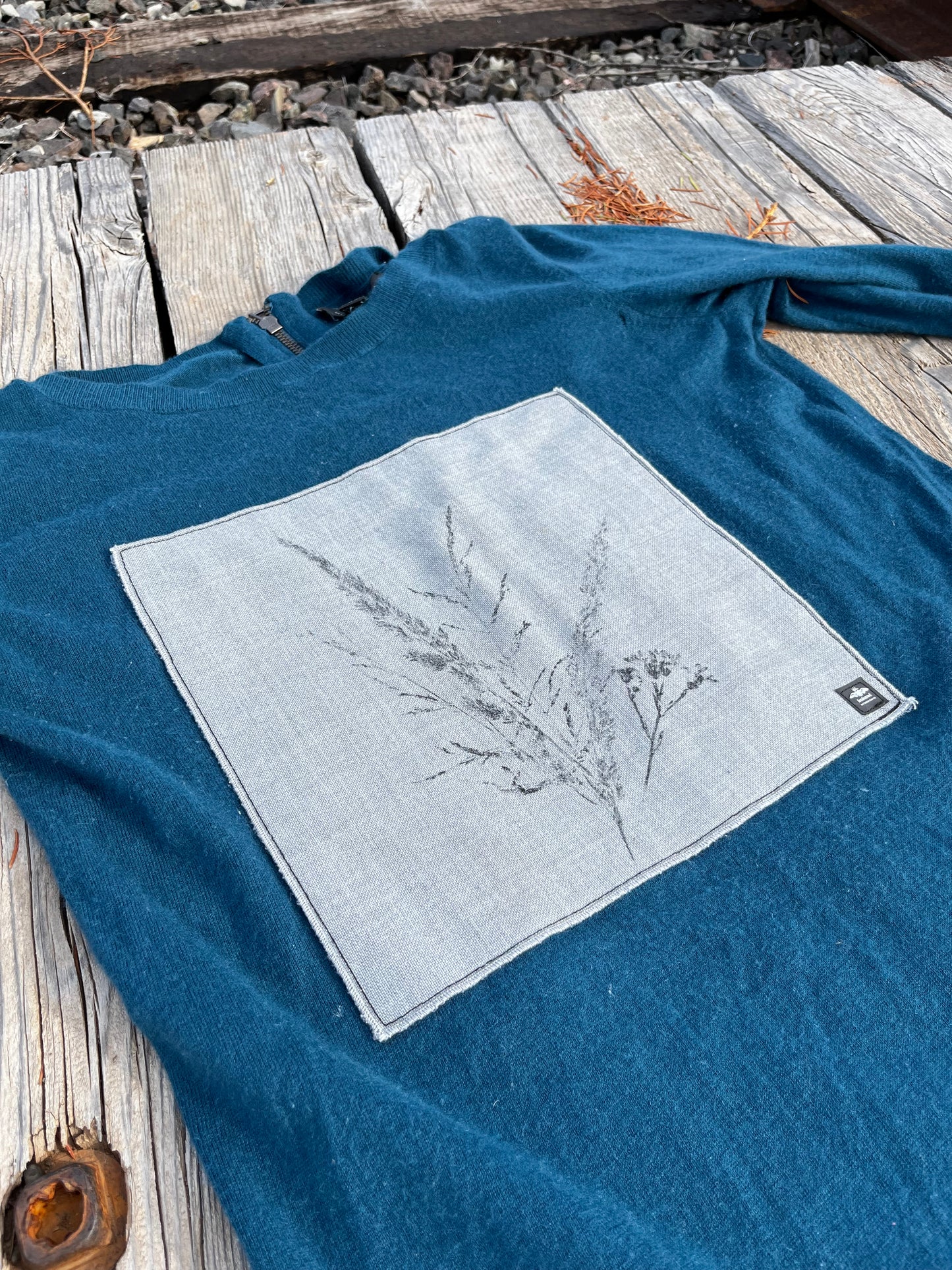 Tunique bleue « bouquet » Small