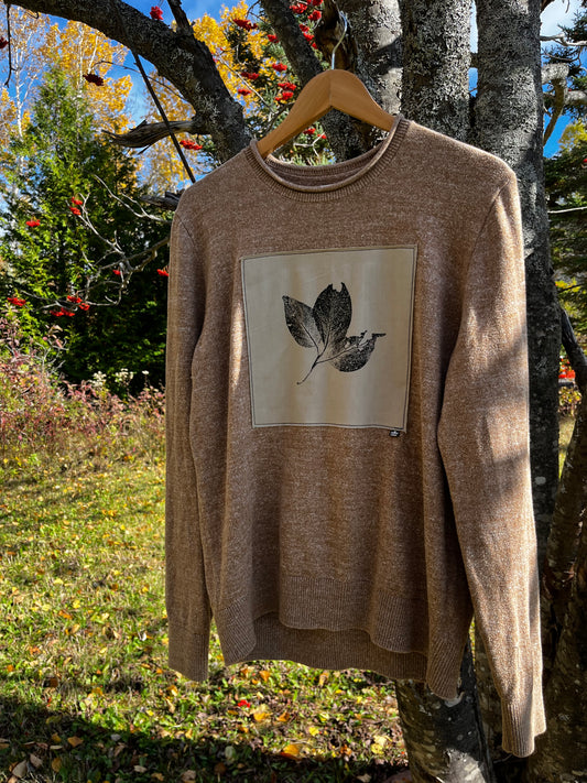 Tricot brun « feuilles» Médium